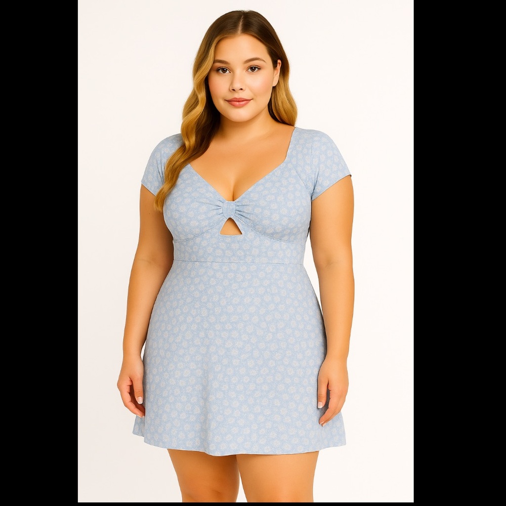 No Boundaries Blue Floral Midi Dress